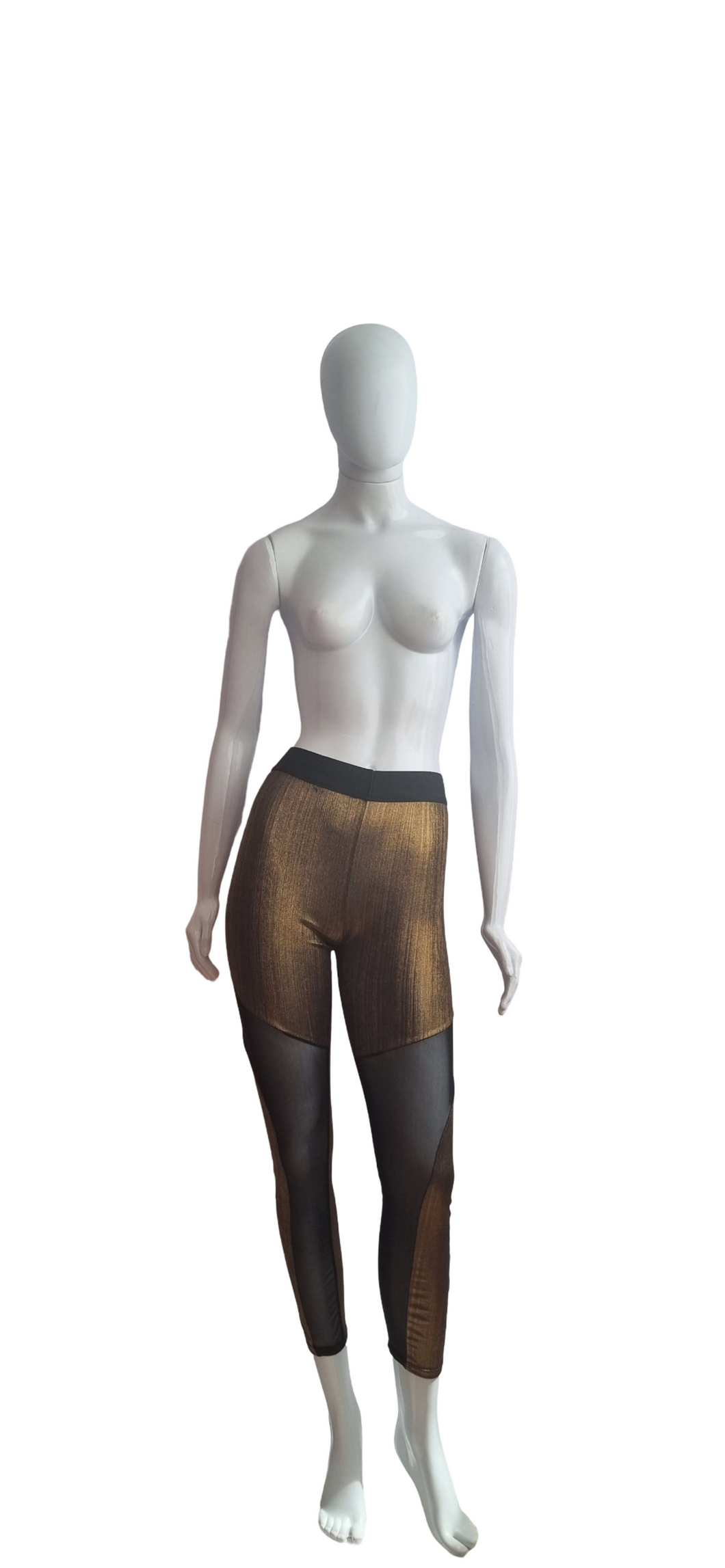 Calça legging dourada e preta
