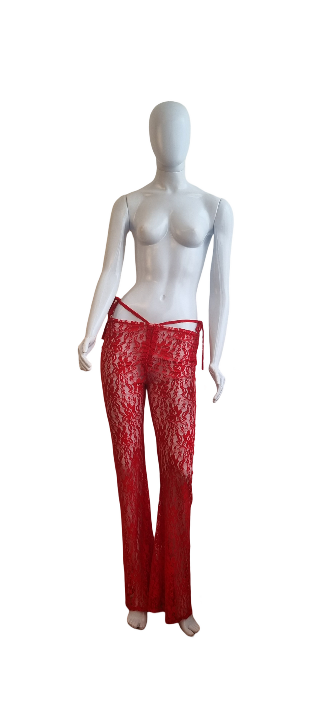 Calça cintura baixa rendas