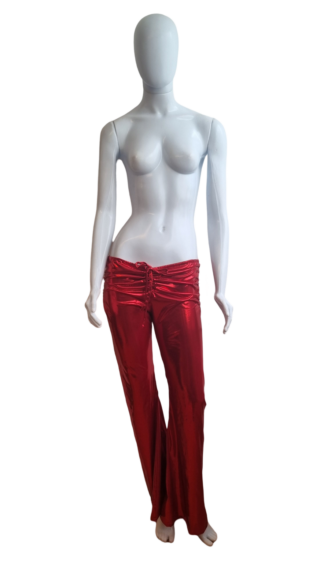 Calça cintura baixa franzida