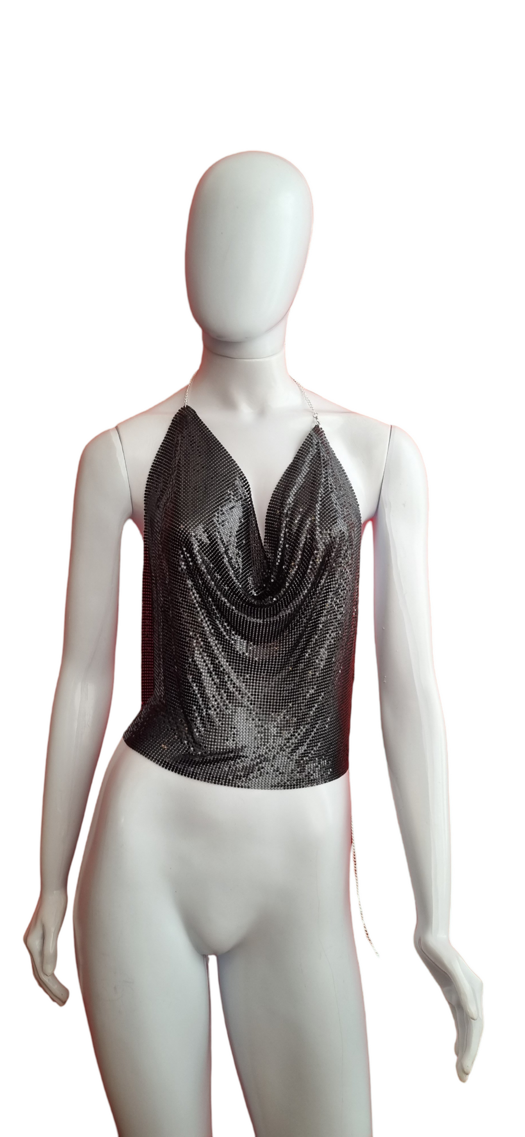 Blusa malha metálica  frente única